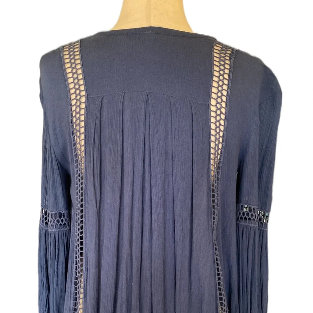 Free People Just Two of Us Crinkle Tunic in Washed Indigo - XS